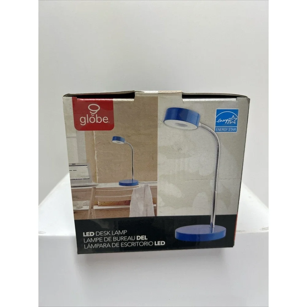 Globe Electric 12645 Energy Star Integrated LED Desk Lamp, Retro Blue, Chrome - Picture 5 of 6